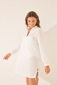 Womensecret Vestido midi de algodón blanco bordado blanco
