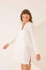 Womensecret Vestido midi de algodón blanco bordado blanco