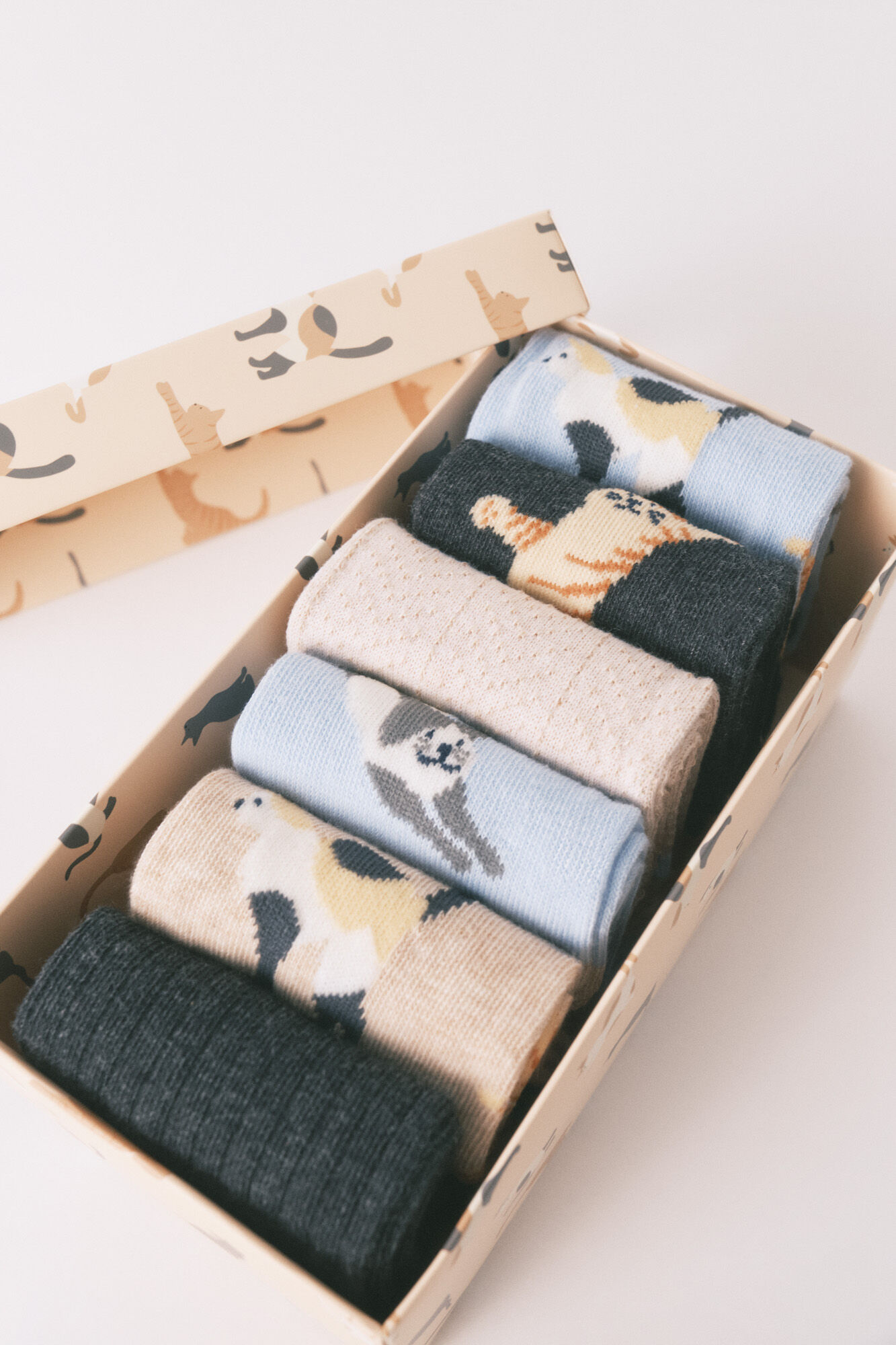 Women'secret Pack de 6 calcetines largos de algod&oacute;n con gatos  