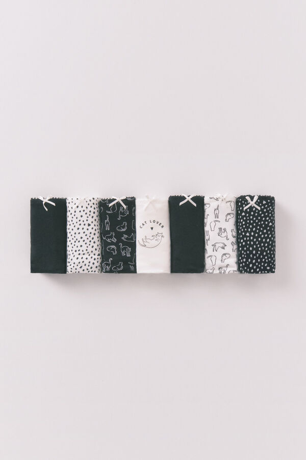 Women'secret Pack de 7 panties brasileñas con gatitos multicolor estampado