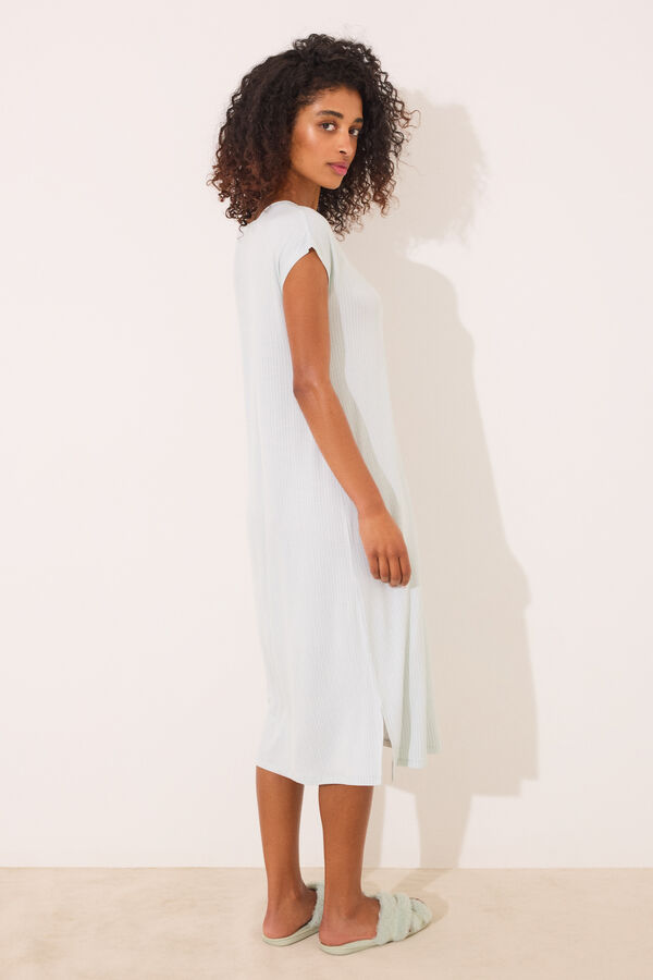 Womensecret Camisón midi de viscosa a rayas verde