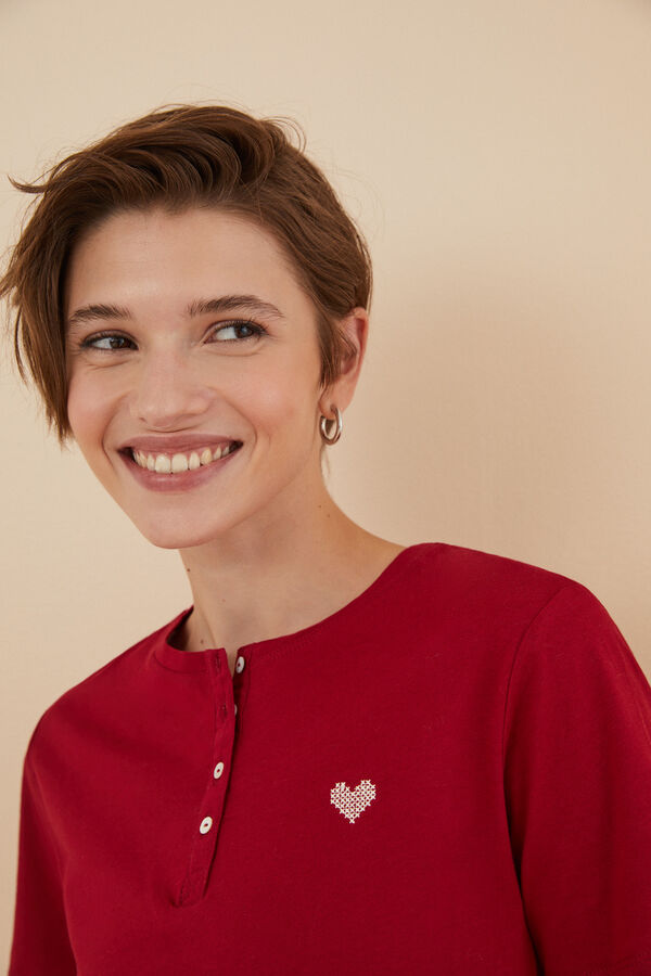 Womensecret Camiseta 100% algodón roja rojo