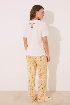 Womensecret Pijama larga Snoopy manga corta marfil