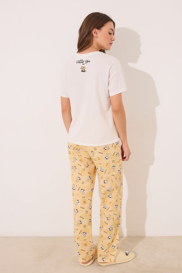 Womensecret Pijama larga Snoopy manga corta marfil