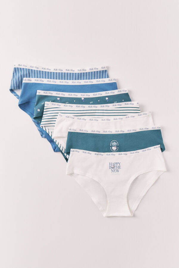 Women'secret Paquete de 7 panties culotte de algod&oacute;n estampado Hello Kitty estampado