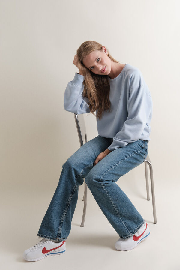 HI&BYE Sudadera short de forro polar de algod&oacute;n azul claro azul