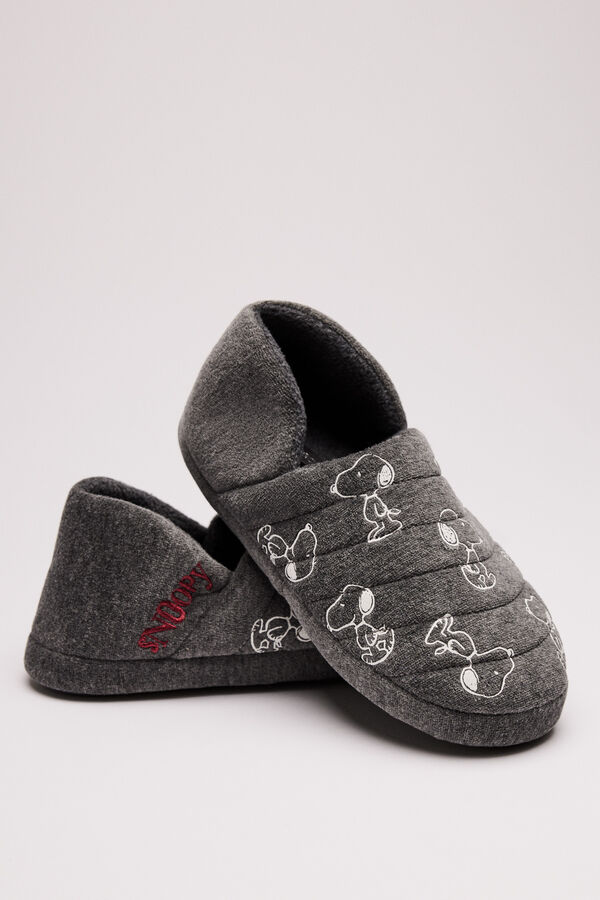 Womensecret Pantuflas bota acolchada Snoopy gris