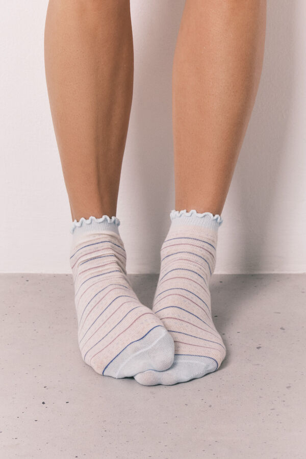 Women'secret Pack de 3 calcetines cortos estampados variados y lurex estampado