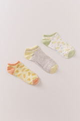 Womensecret Pack de 3 calcetines short con estampado de frutas estampado