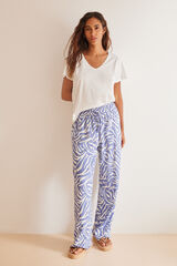 Womensecret Pantalones estampados cebra azul estampado