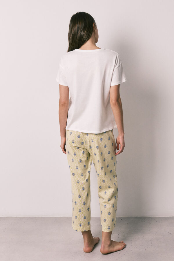 Women'secret Pijama capri de algod&oacute;n blanco marfil