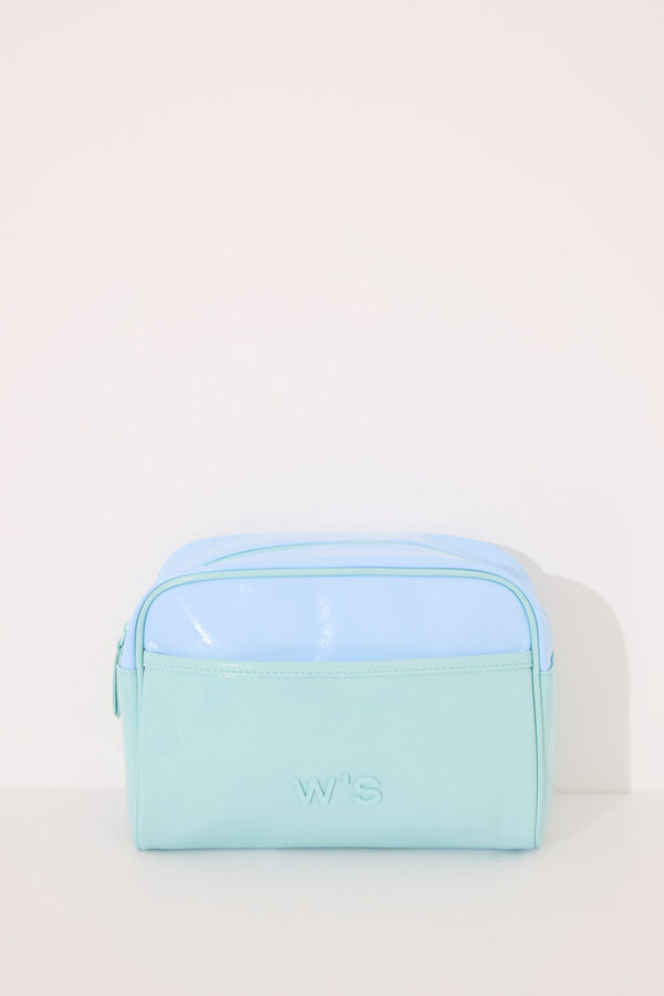Womensecret Bolsa grande de piel en color azul y verde estampado