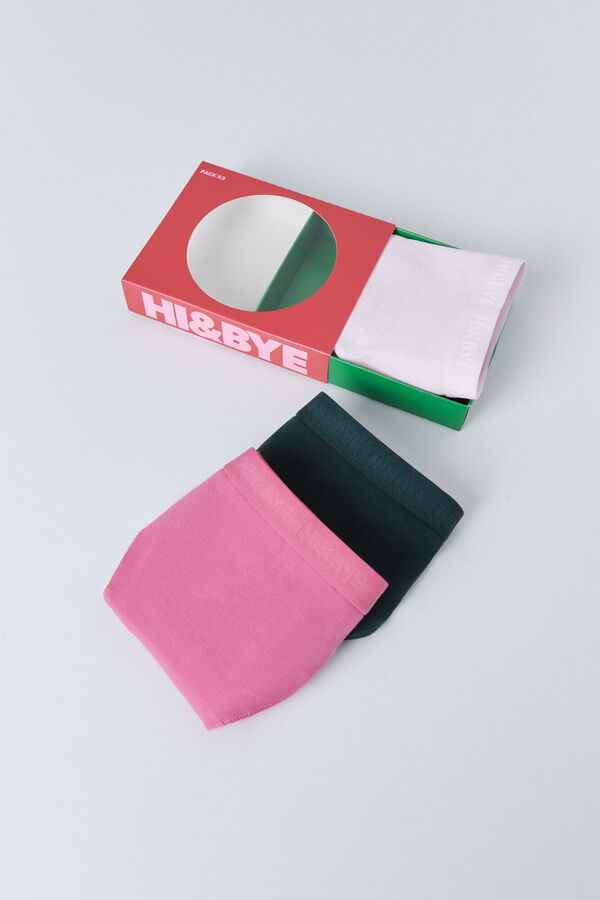 HI&BYE Pack de 3 panties cl&aacute;sica en color rosa, verde y fucsia rosa