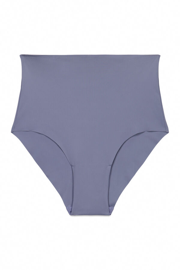 Women'secret Panty alta de microfibra azul  azul