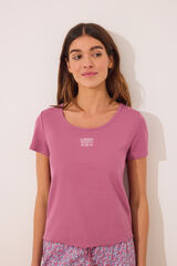 Womensecret Pijama de manga manga corta de algodón rosa rosa