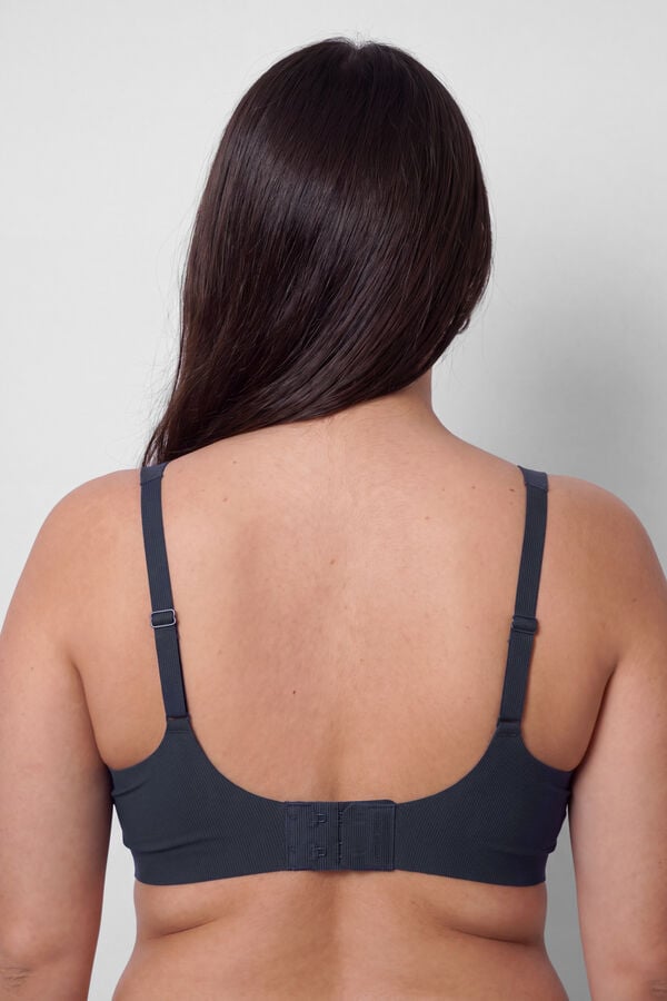 Women'secret Brasier top halter de microfibra acanalada azul azul