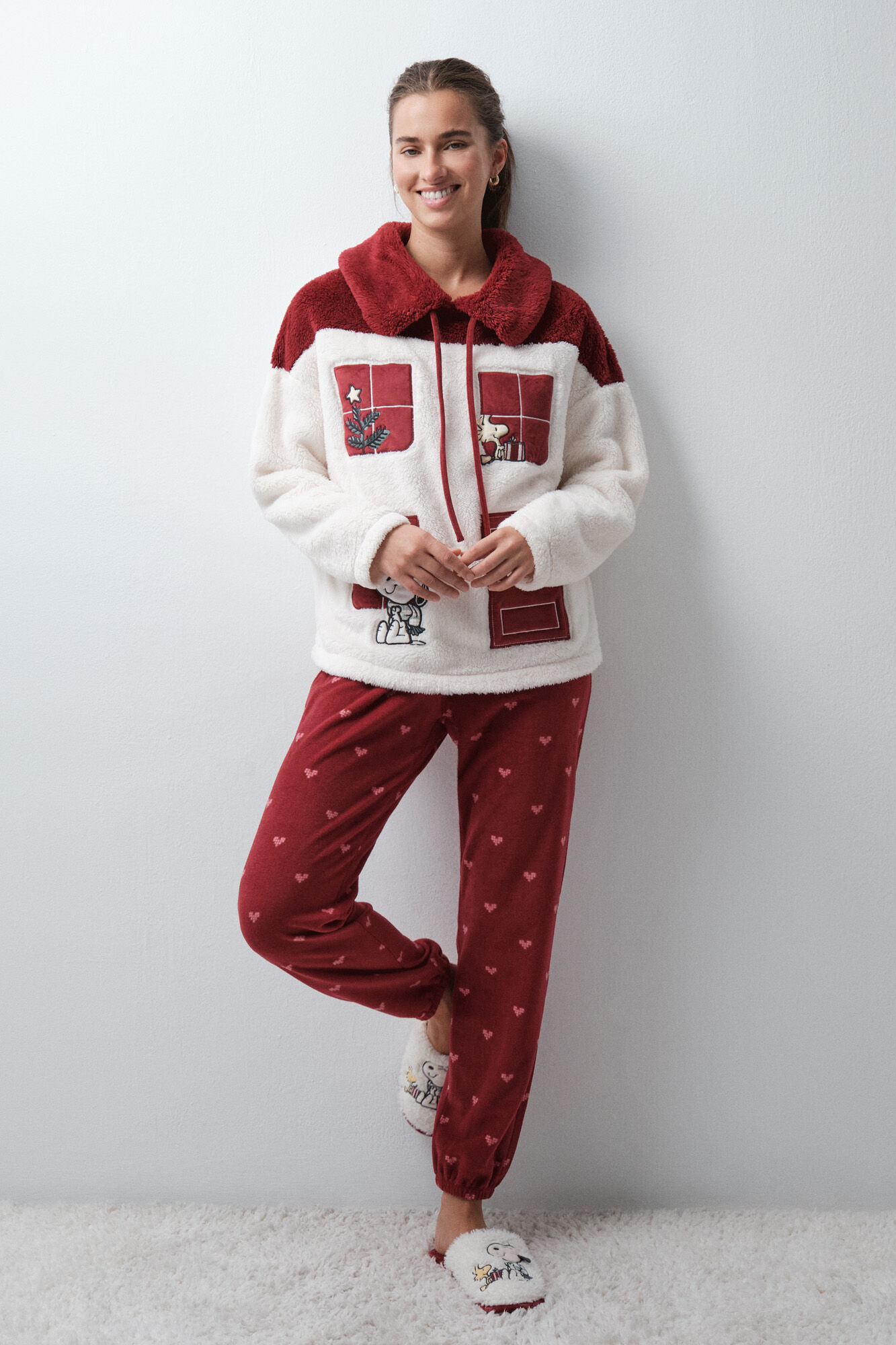 Women'secret Pijama larga fluffy y polar Snoopy