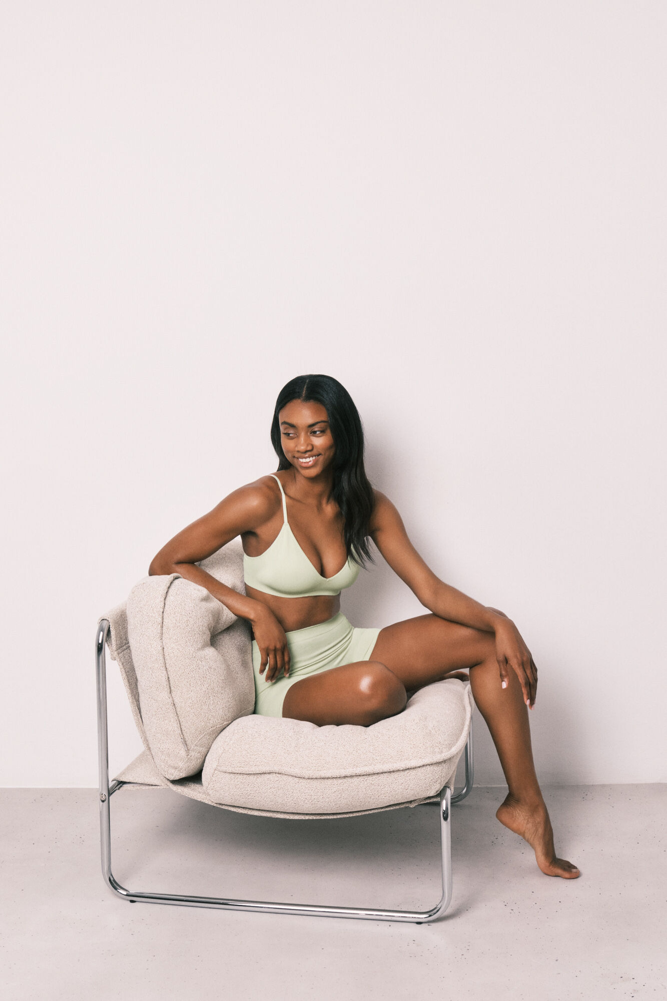 Women'secret Top triangular acanalado sin costuras verde