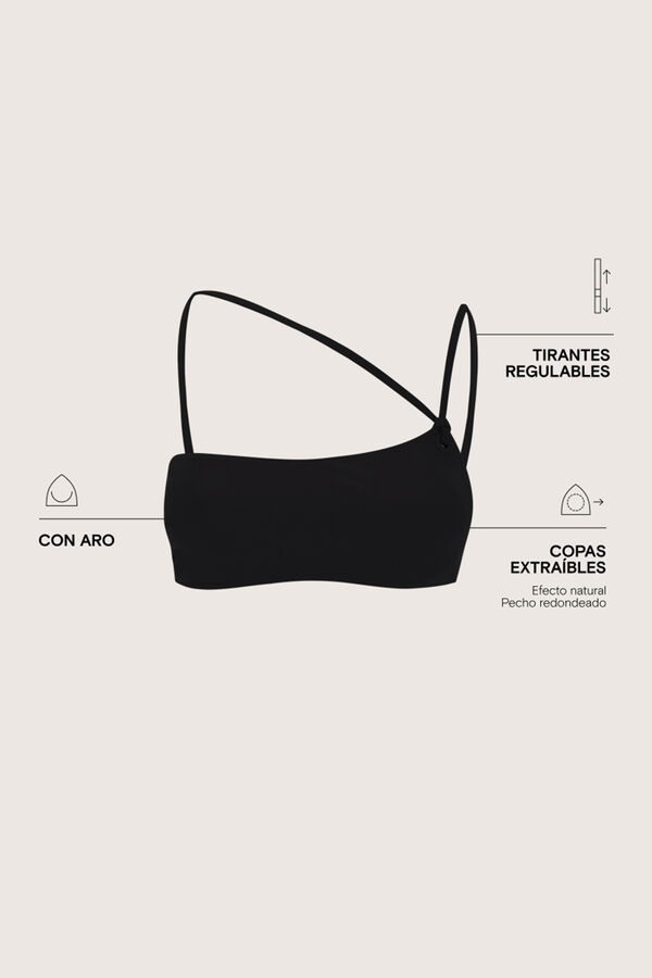 Womensecret Top de bikini asimétrico negro negro