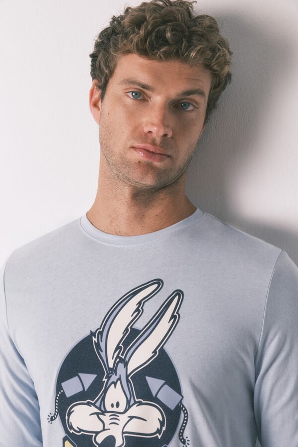 Women'secret Pijama larga 100% algodón azul coyote  azul