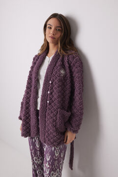 Womensecret Bata corta borreguito acolchado morado morado/lila
