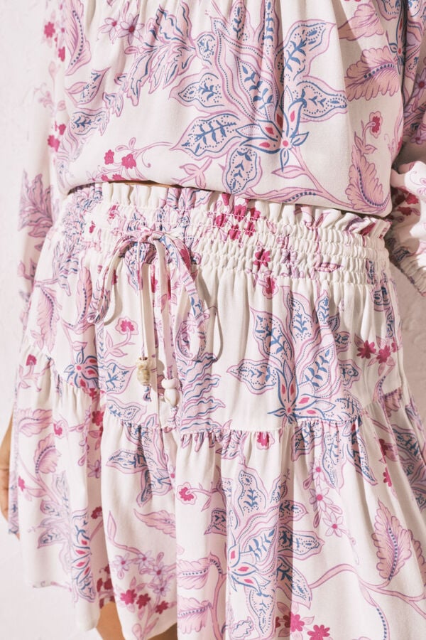 Women'secret Conjunto de falda y playera de dormir estampadas blanco