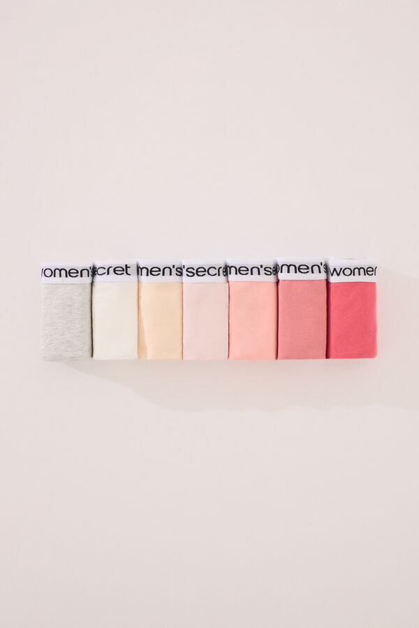 Womensecret Pack de 7 panties clásica de algodón con logo blanco