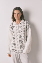 Women'secret Pijama larga de borrego y forro polar con estampado largo estampado