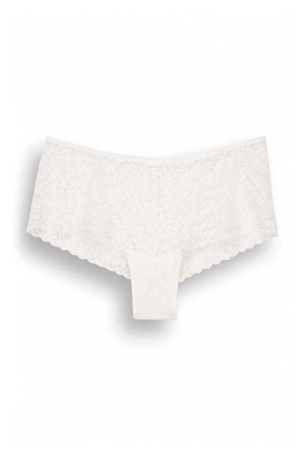 Womensecret Panty brasileño ancho encaje marfil marfil