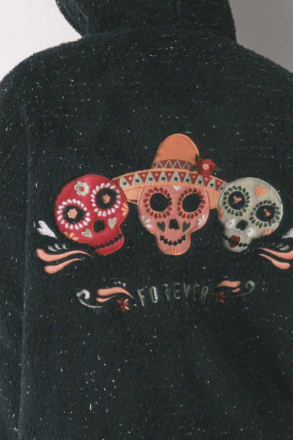 Womensecret Bata negra de borrego "Día de Muertos"  negro