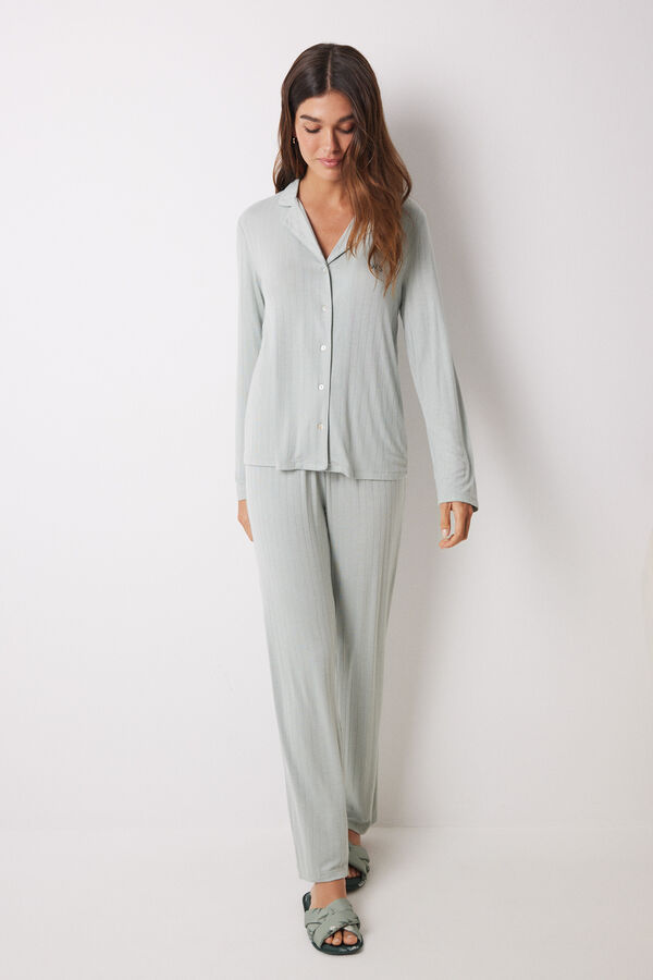 Womensecret Pijama camisera larga soft touch verde verde