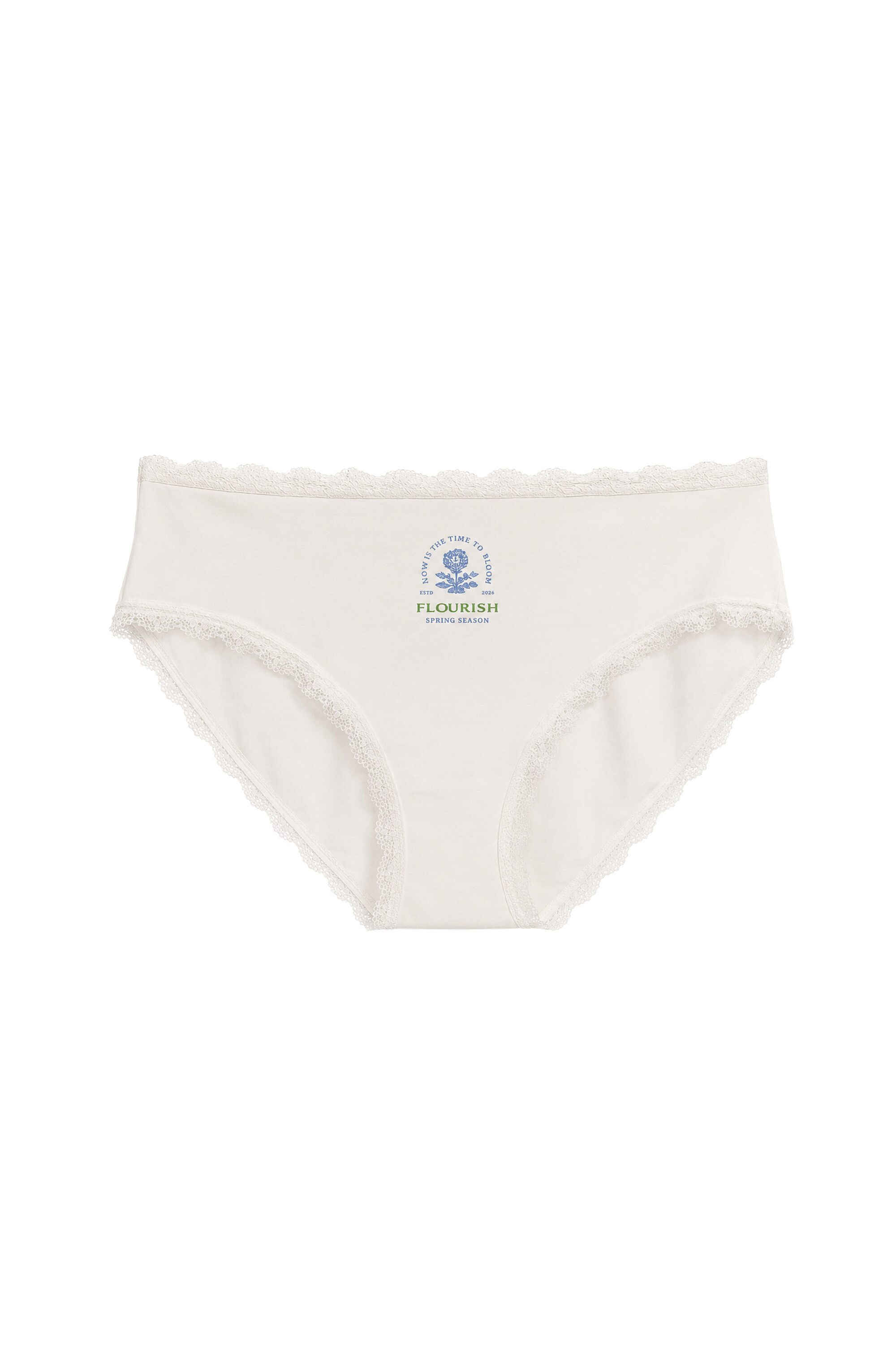 Women'secret Panty ancho de algod&oacute;n estampado de flores blanco