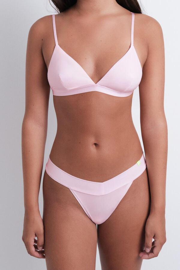 HI&BYE Tanga de microfibra con purpurina rosa rosa