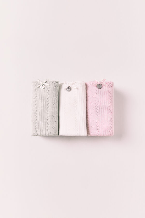 Women'secret Pack de 3 tangas de algod&oacute;n pointelle mix colores blanco