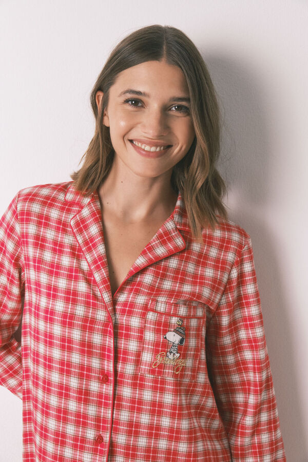 Women'secret Camis&oacute;n corto con estampado de cuadros de Snoopy rojo