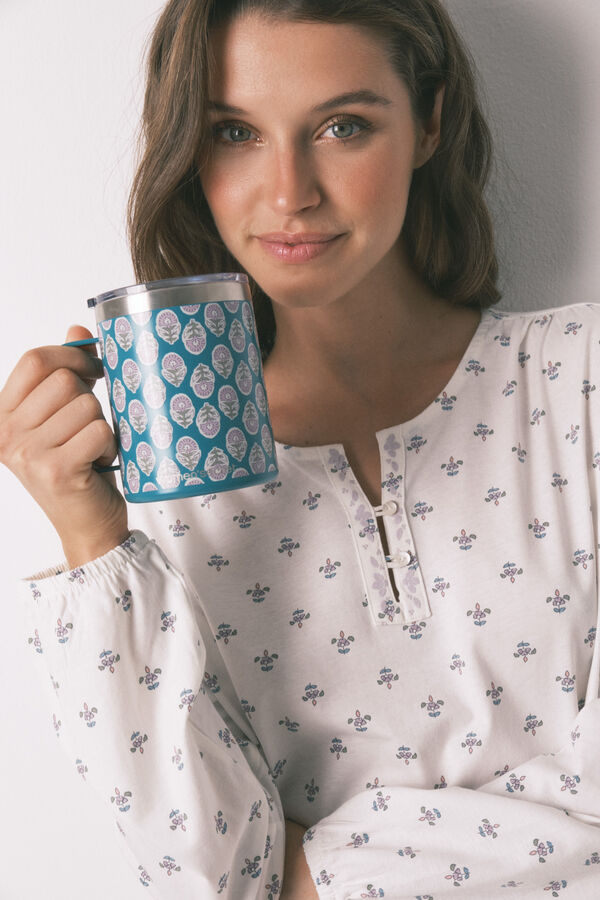 Womensecret Taza térmica con estampado verde estampado