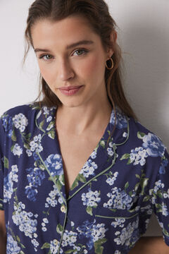 Womensecret Pijama camisera 100% algodón azul flores estampado