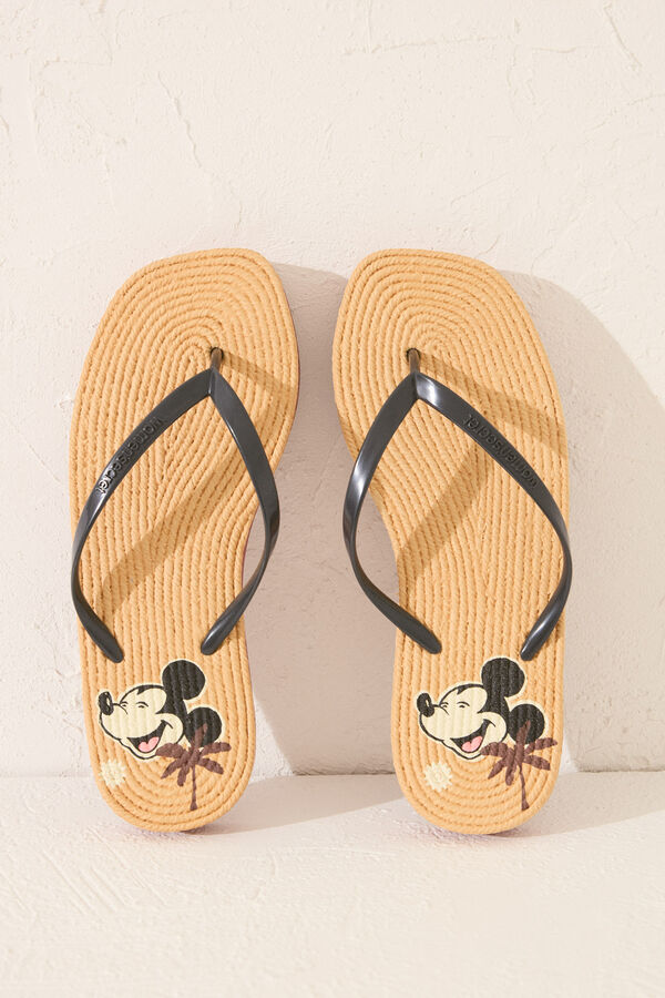 Womensecret Chanclas de plataforma efecto rafia  café