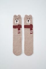 Women'secret Calcetines largos de oso beige beige