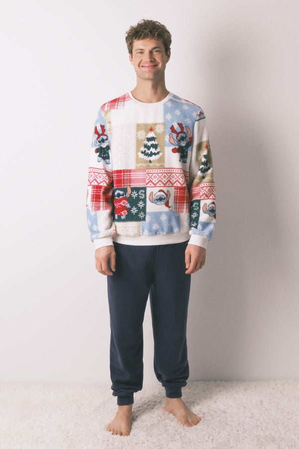 Women'secret Pijama de tejido de forro polar Stitch marfil