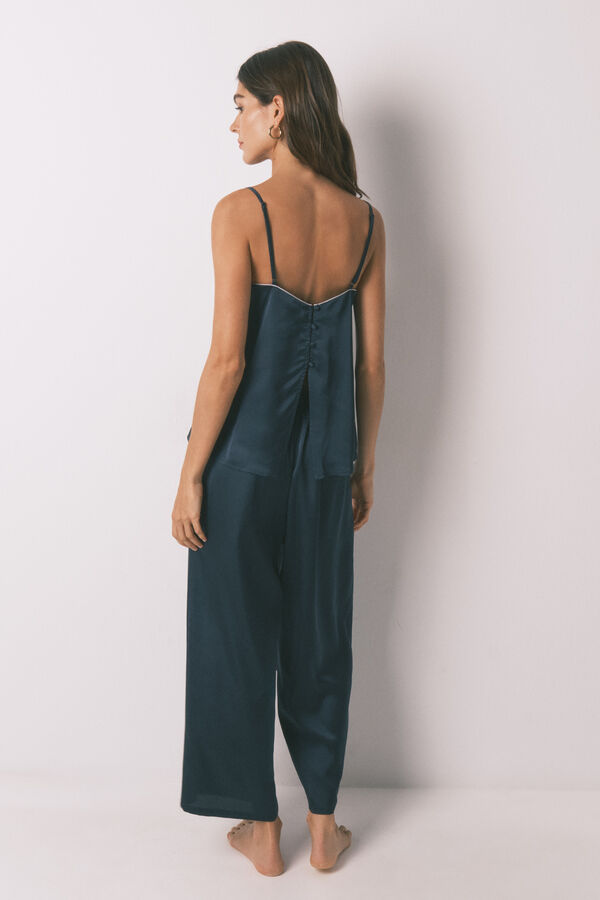 Women'secret Pijama larga satén azul azul