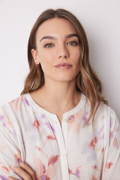Womensecret Pijama camisera larga viscosa flores blanco