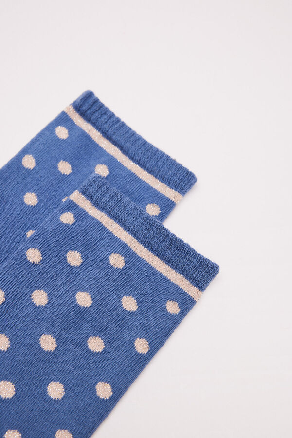 Womensecret Calcetines medios algodón topos lurex azul  azul