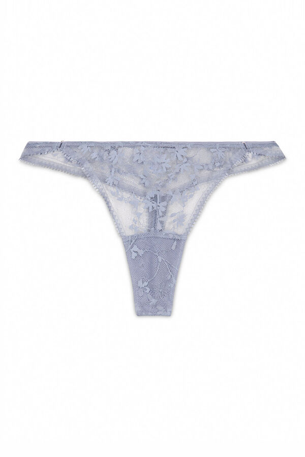Women'secret Tanga de encaje de lurex azul azul