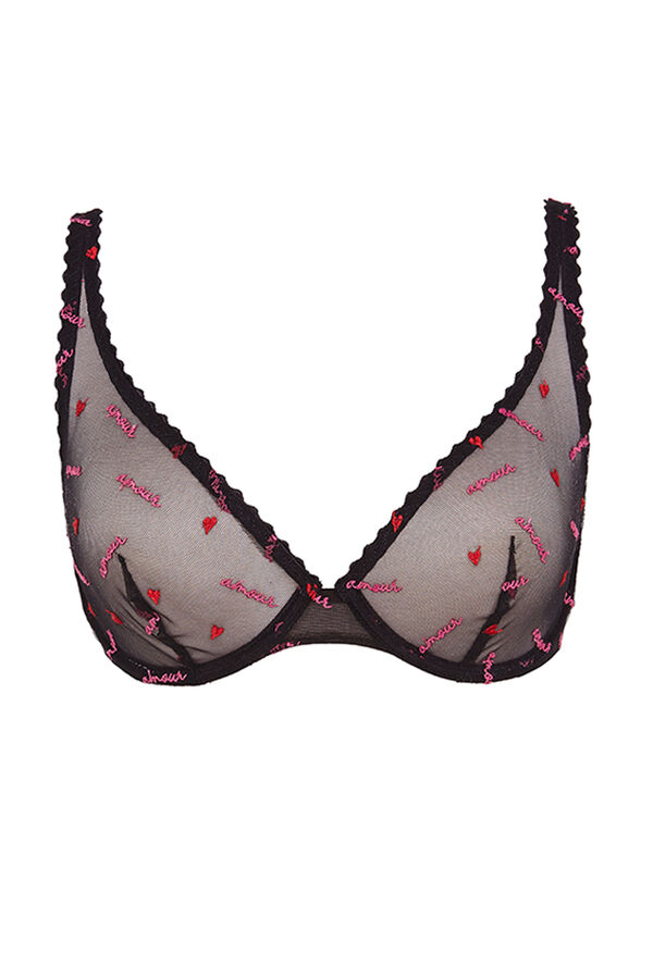 Womensecret Brasier PRETTY tul negro bordado negro