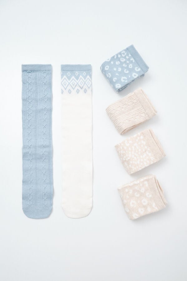 Women'secret Pack 6 calcetines largos estampado animal estampado