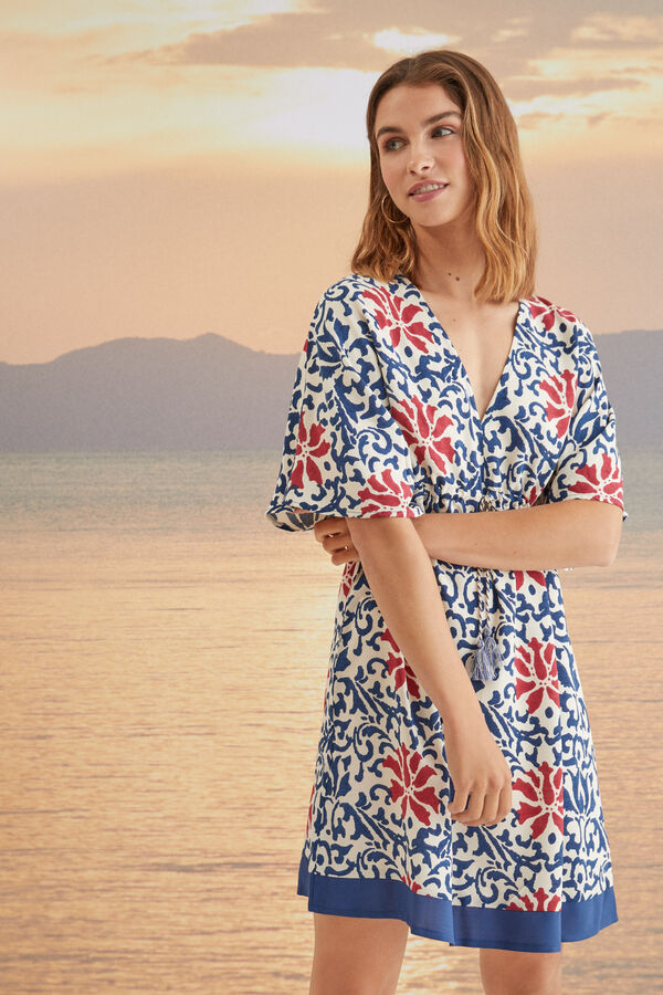 Womensecret Vestido corto camiseta holgada estampado estampado