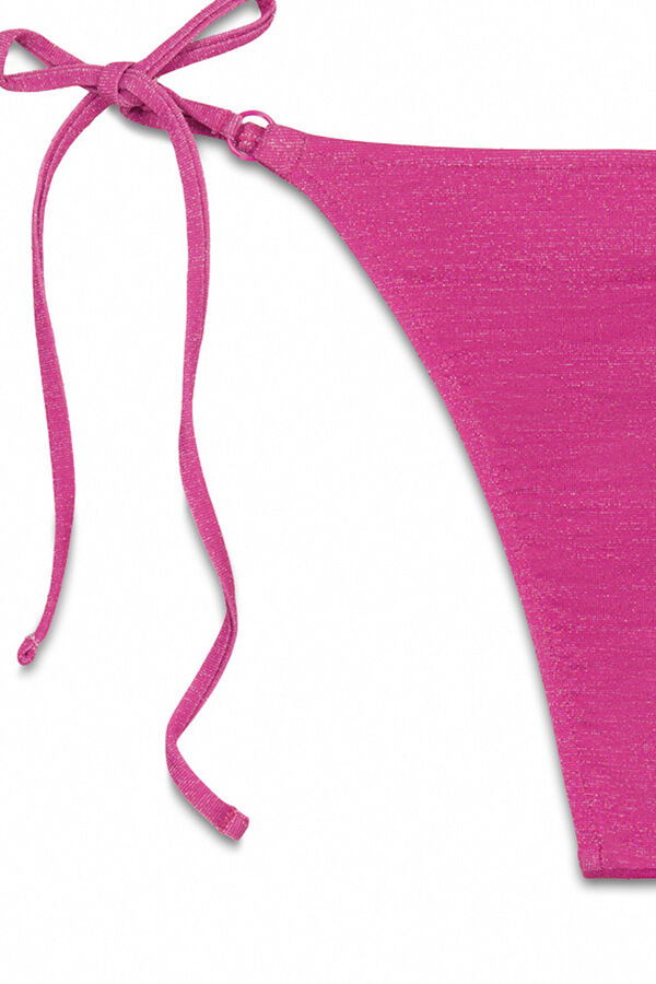 Women'secret Panty de bikini tanga de tiras con brillo rosa rosa