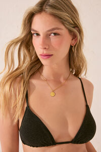 Womensecret Top de bikini triangular con purpurina negra negro
