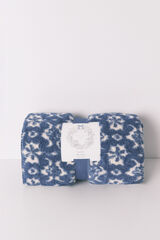 Women'secret Manta de forro polar sherpa con estampado floral azul  estampado